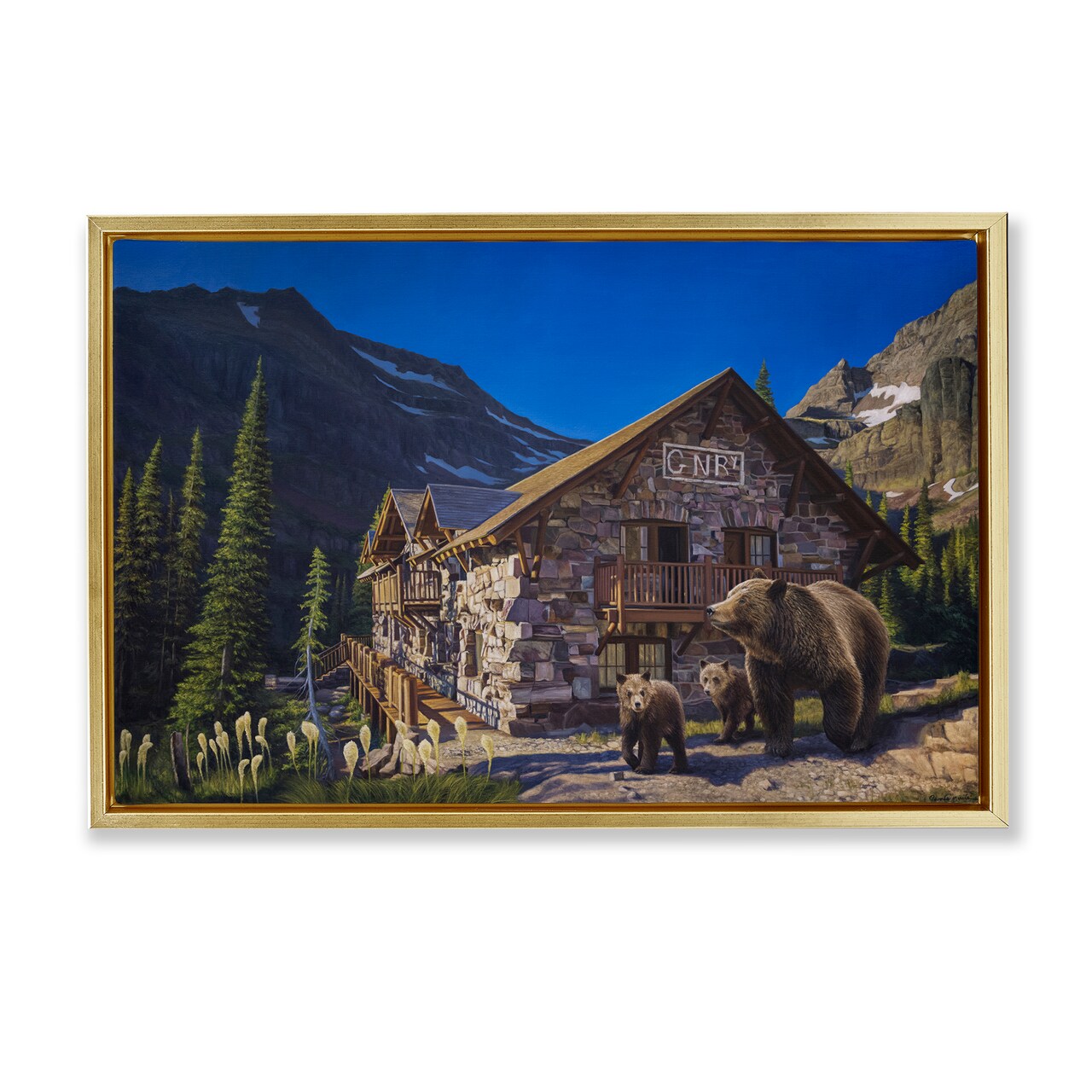 Stupell Industries Forest Cabin & Bears Floating Frame, design by James Corwin